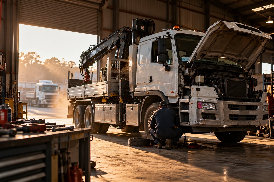 Contractors Replacing an Ageing Crane Truck