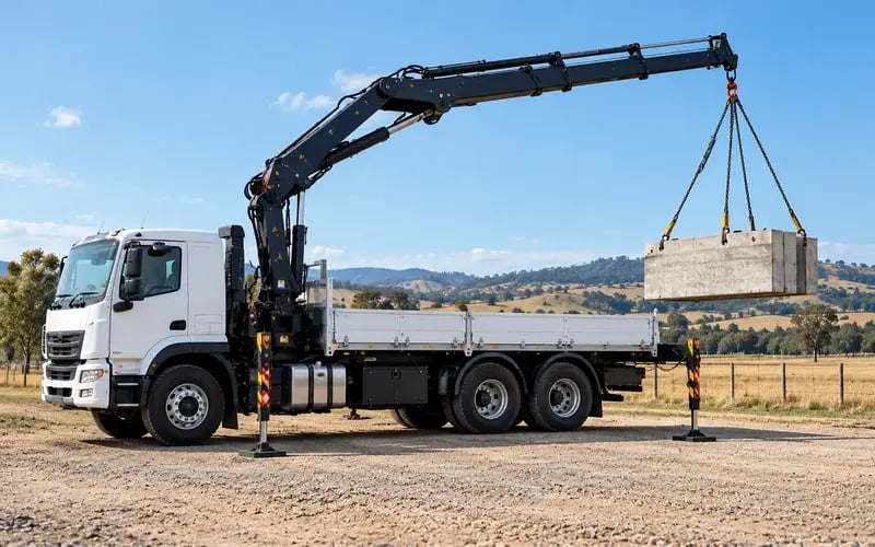Crane truck at work on site