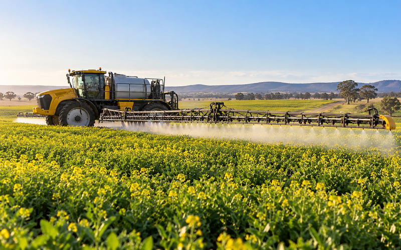 Self-propelled sprayer working a canola crop in New South Wales, sprayer finance