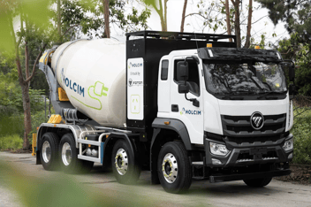 Electric concrete truck supplied by Foton Mobility Distribution, undergoing trials with Holcim Australia for sustainability initiatives.