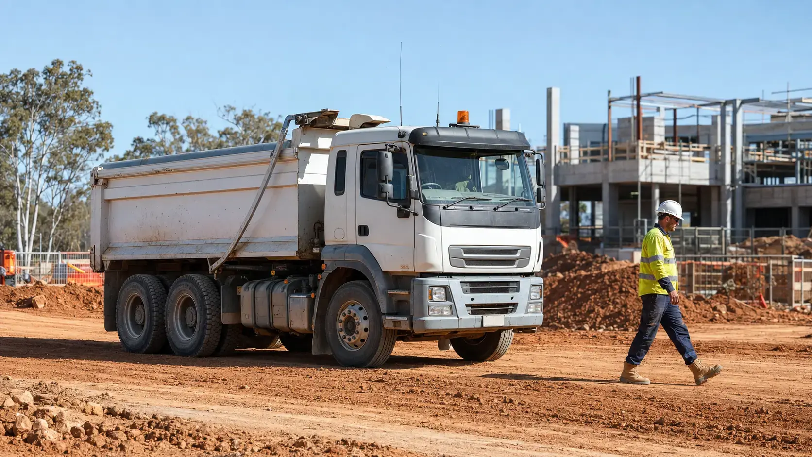 Australian construction company tipper truck on a civil worksite, financed through Equifund